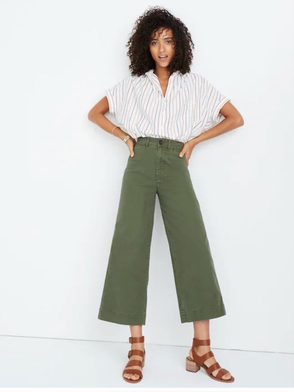 Madewell Emmett Wide-Leg Crop Pants Size 31 in White ecru